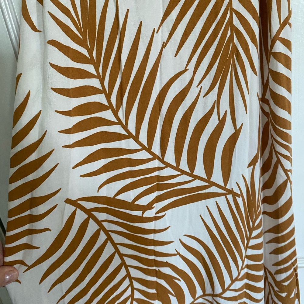 Vince Camuto Palm Print High Waist Tie Front Maxi Silhouette Dress-L - Picture 4 of 11